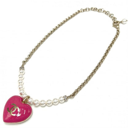 Chanel Necklace Women's Reversible Heart With Adjuster Coco Mark Accessories