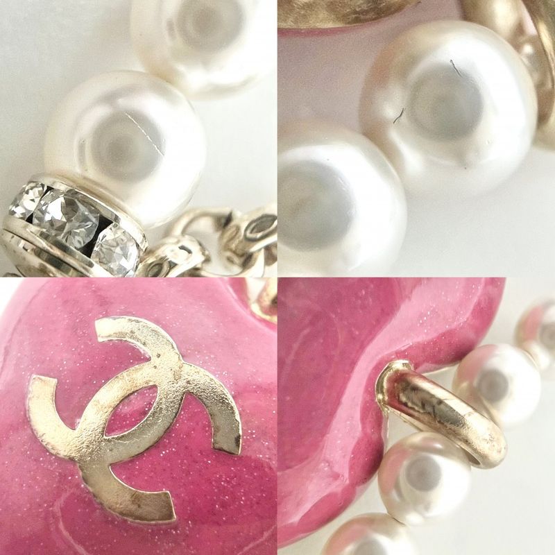 Chanel Necklace Women's Reversible Heart With Adjuster Coco Mark Accessories