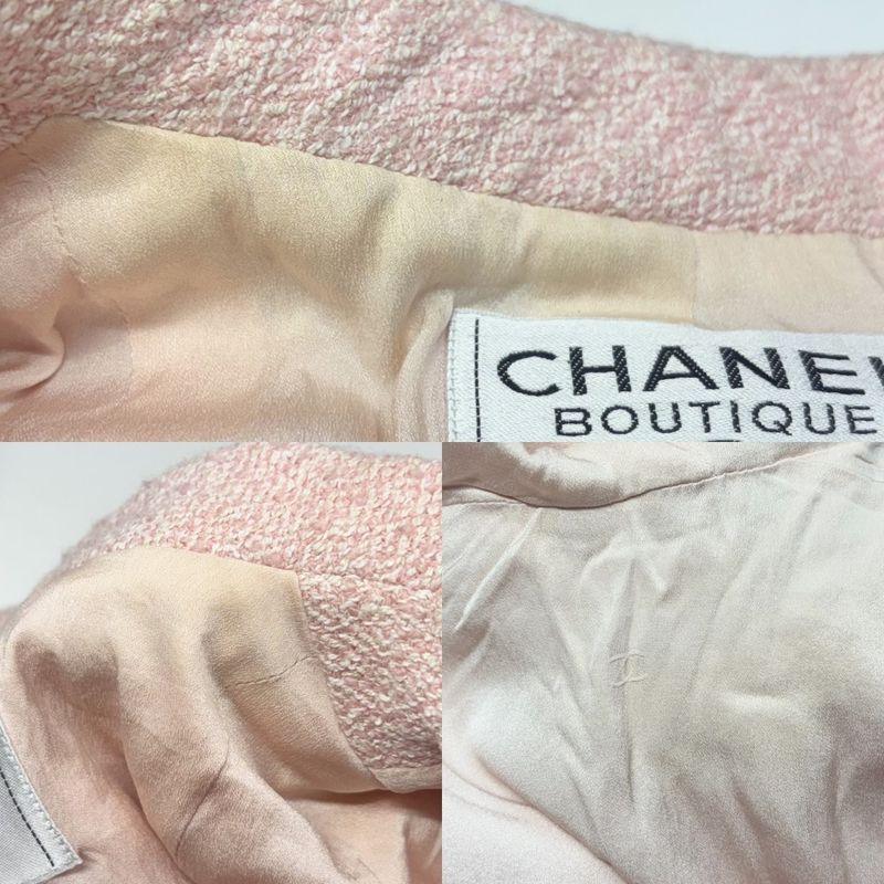 Chanel Setup Women's Coco Button Tweed Setup Jacket Skirt Vintage Apparel