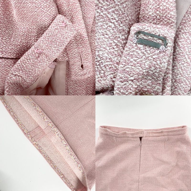 Chanel Setup Women's Coco Button Tweed Setup Jacket Skirt Vintage Apparel