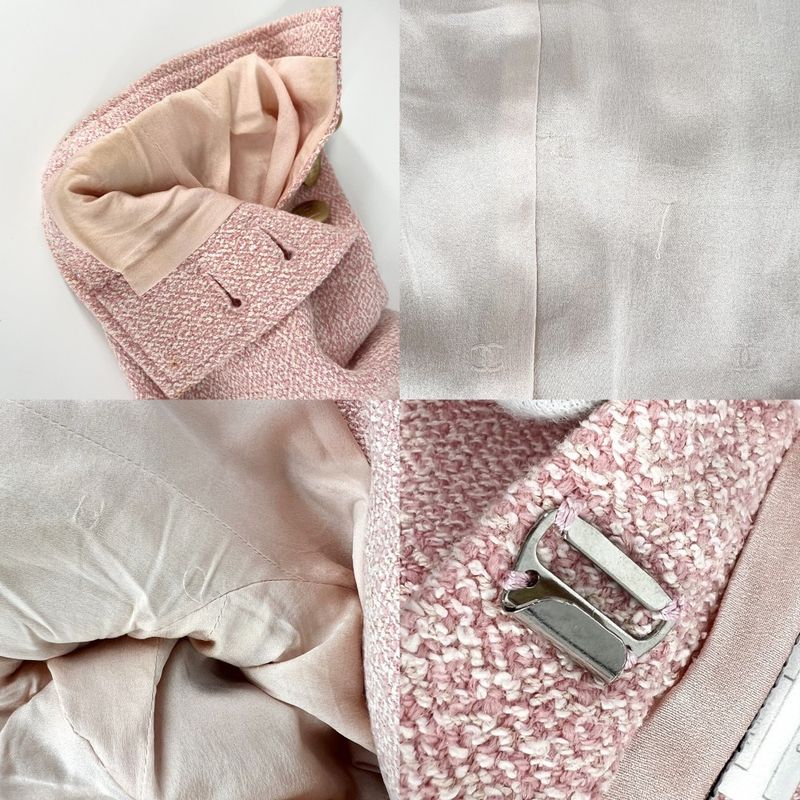 Chanel Setup Women's Coco Button Tweed Setup Jacket Skirt Vintage Apparel