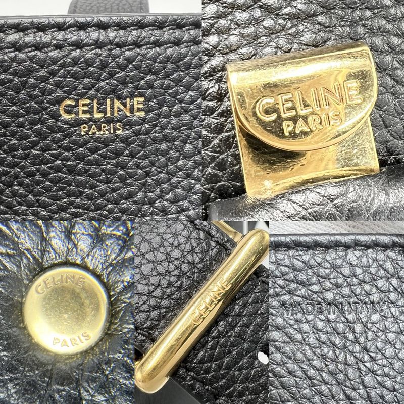 Celine Shoulder Bag Women's Sisu Bucket Bag Shoulder Celine Leather Black Gold