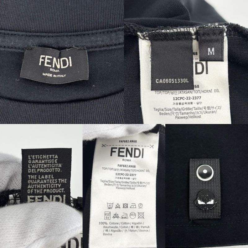Fendi Short Sleeve T-shirt Women's Zucca Tops Apparel Logo Pocket Crewneck