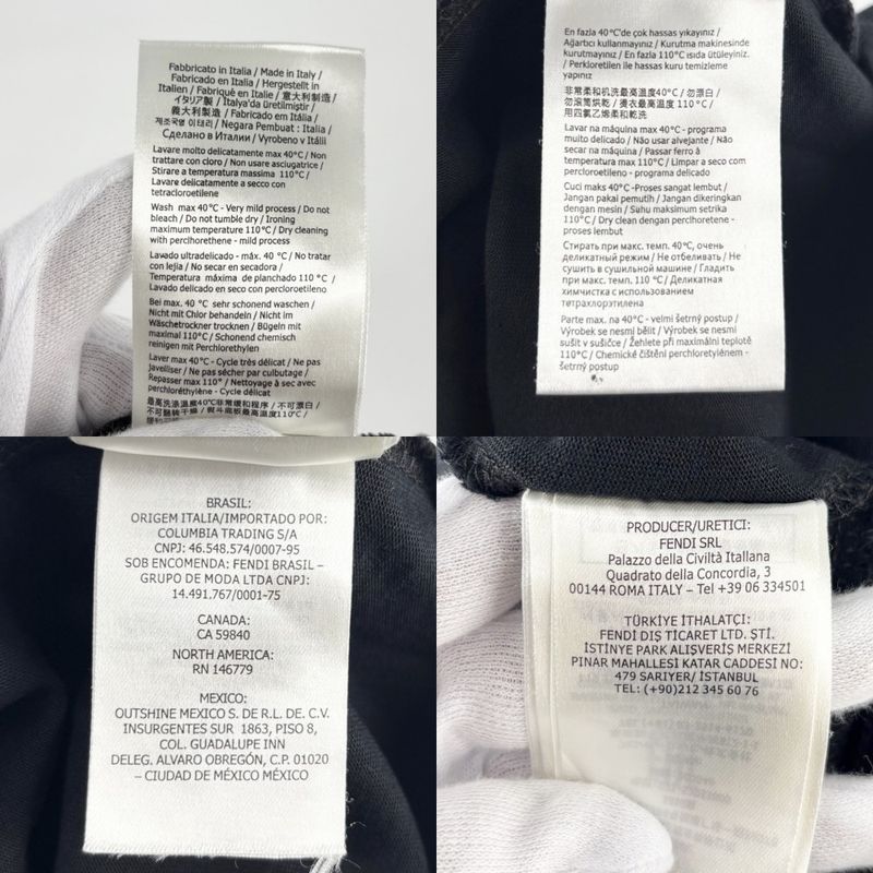 Fendi Short Sleeve T-shirt Women's Zucca Tops Apparel Logo Pocket Crewneck