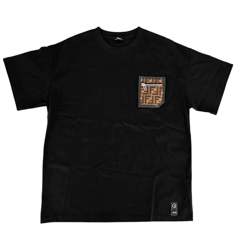 Fendi Short Sleeve T-shirt Women's Zucca Tops Apparel Logo Pocket Crewneck