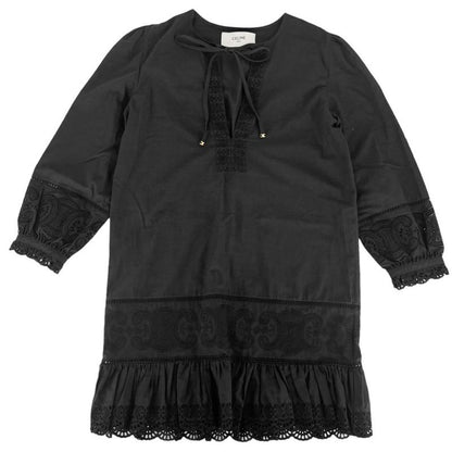 Celine Dress Women's Triomphe Lace Mini Length Long Sleeve Apparel Clothing