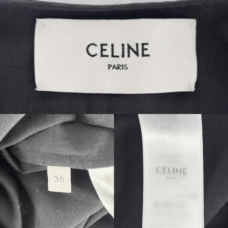 Celine Dress Women's Triomphe Lace Mini Length Long Sleeve Apparel Clothing