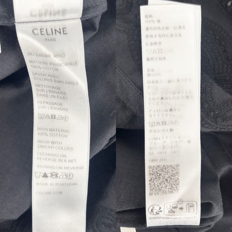 Celine Dress Women's Triomphe Lace Mini Length Long Sleeve Apparel Clothing