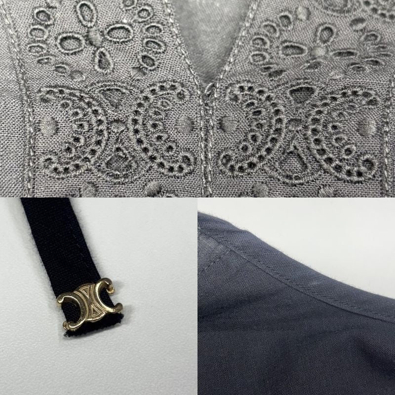 Celine Dress Women's Triomphe Lace Mini Length Long Sleeve Apparel Clothing