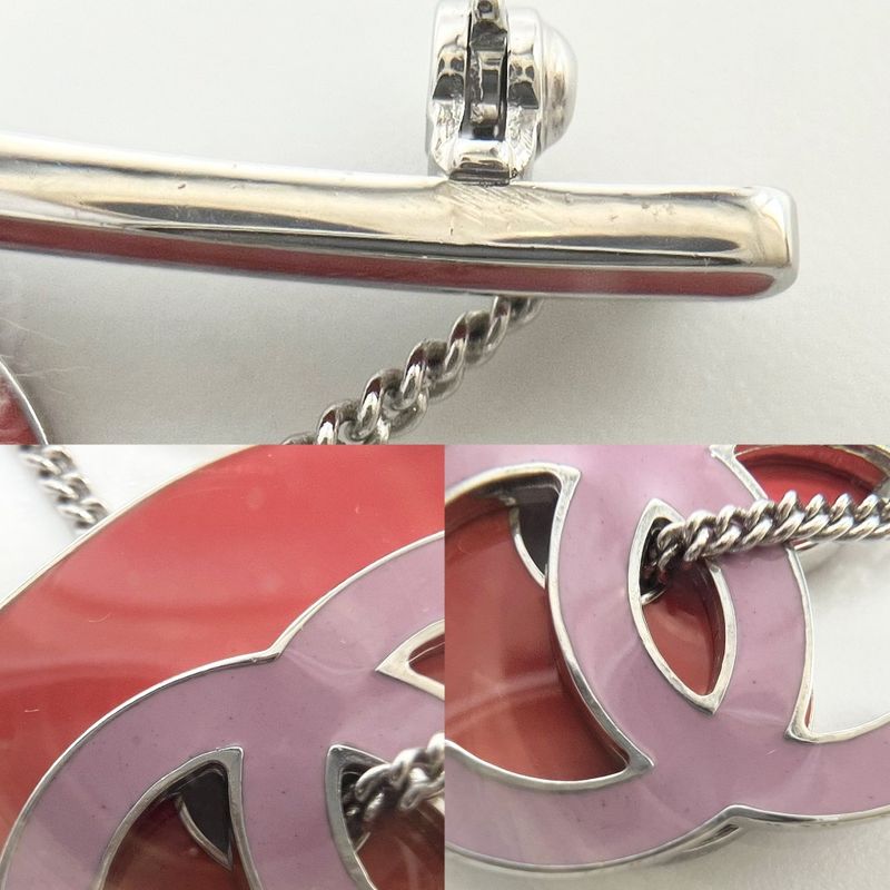 Chanel Brooch Ladies Coco Mark Accessories Heart Swing Chanel 04P Red Pink