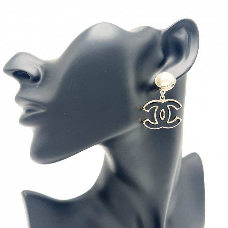 Chanel Earrings Women's Coco Mark Swing Accessories Chanel GP Faux Pearl B24V