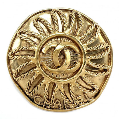 Chanel Brooch Ladies Round Coco Mark Accessory Vintage Chanel GP 94A Gold