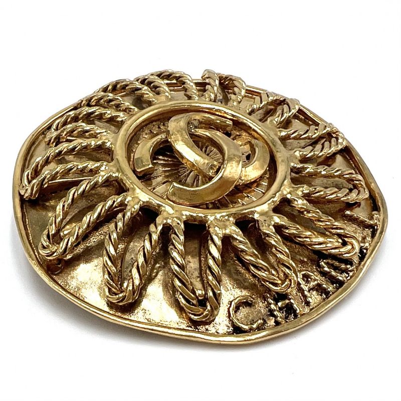 Chanel Brooch Ladies Round Coco Mark Accessory Vintage Chanel GP 94A Gold