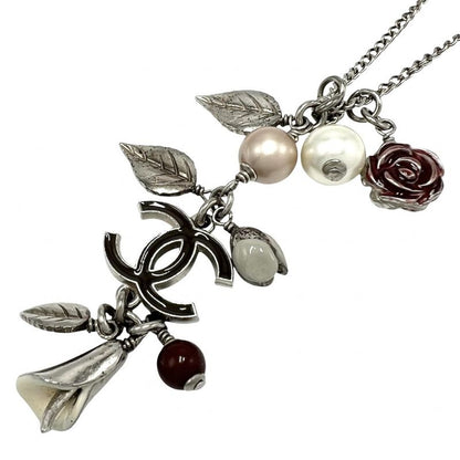 Chanel Necklace Ladies Coco Mark Pendant Accessory With Adjuster Flower Motif