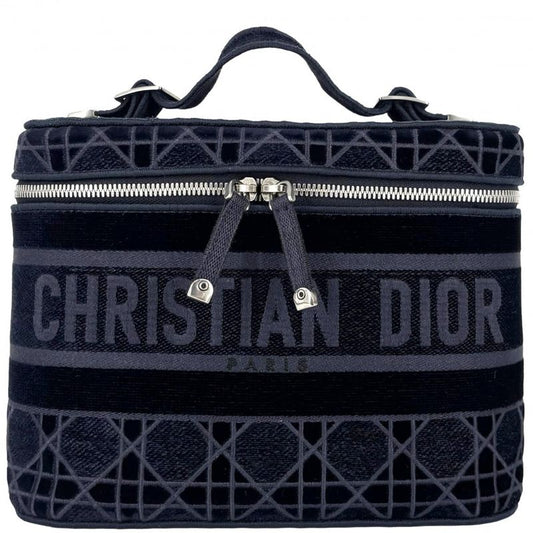 Christian Dior Handbag Women's Cannage Vanity Bag Christian Dior Velour Navy