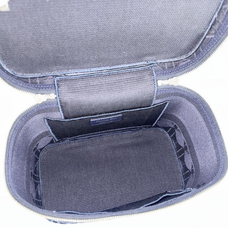 Christian Dior Handbag Women's Cannage Vanity Bag Christian Dior Velour Navy