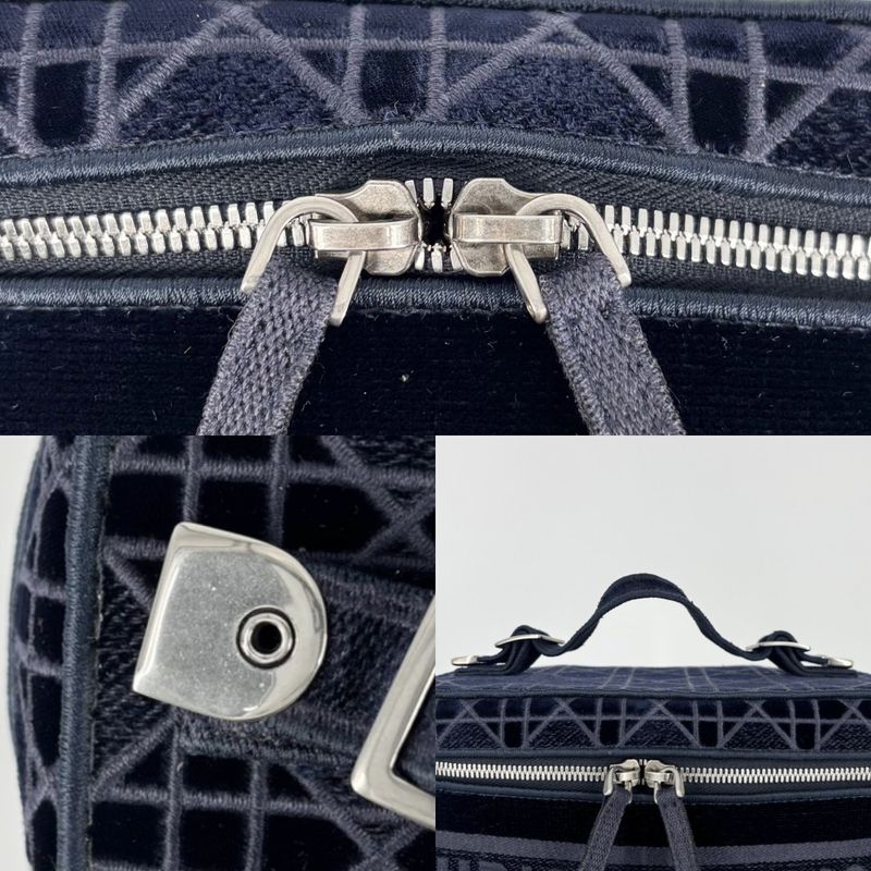Christian Dior Handbag Women's Cannage Vanity Bag Christian Dior Velour Navy
