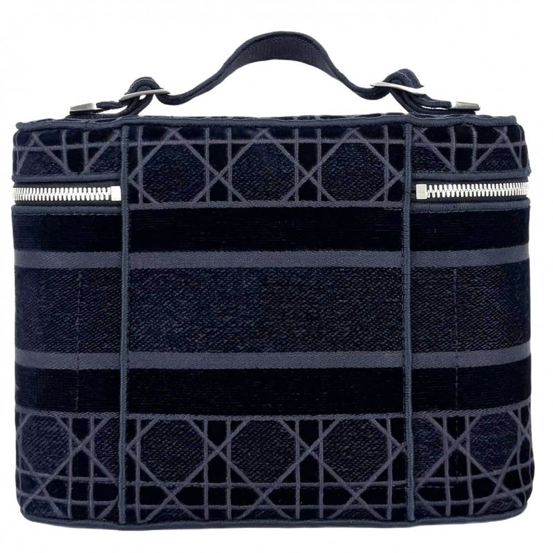 Christian Dior Handbag Women's Cannage Vanity Bag Christian Dior Velour Navy