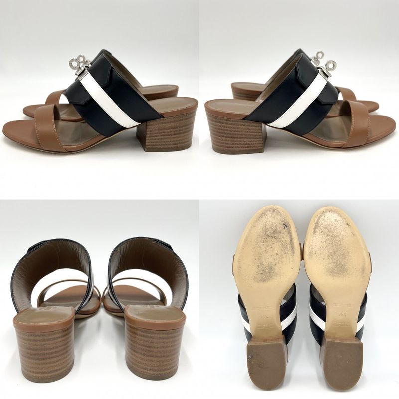 Hermes Sandals Women's Mules Ovation Kelly Buckle Shoes 35 1 2 Size Hermes