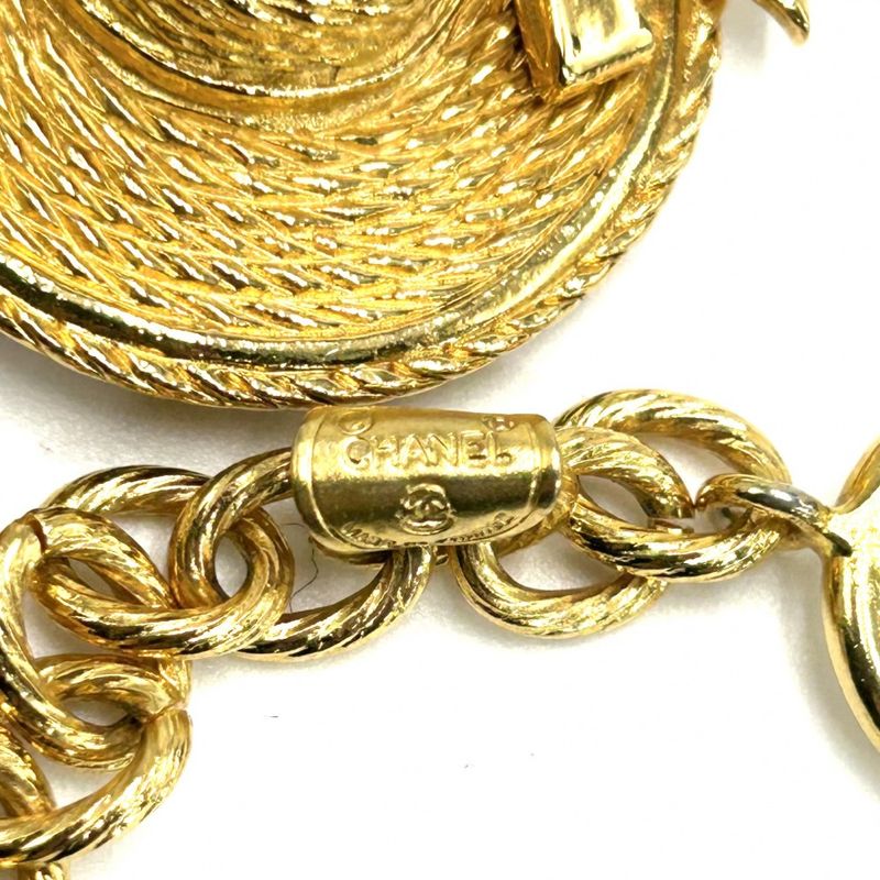 Chanel Necklace Women's Hat Motif Straw Hat Accessories Vintage Chanel GP Gold