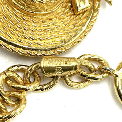 Chanel Necklace Women's Hat Motif Straw Hat Accessories Vintage Chanel GP Gold