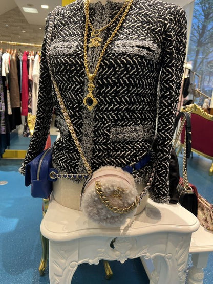 Chanel Shoulder Bag Women's Chanel 19 Round Coco Mark Chain Crossbody 2WAY Mini