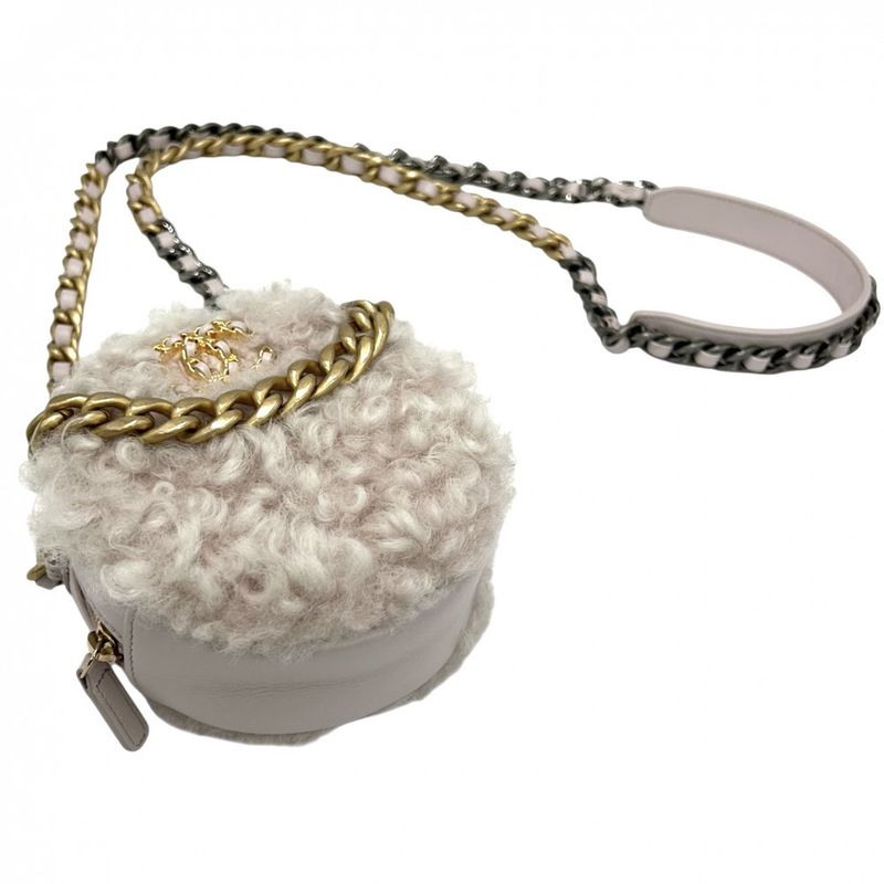 Chanel Shoulder Bag Women's Chanel 19 Round Coco Mark Chain Crossbody 2WAY Mini