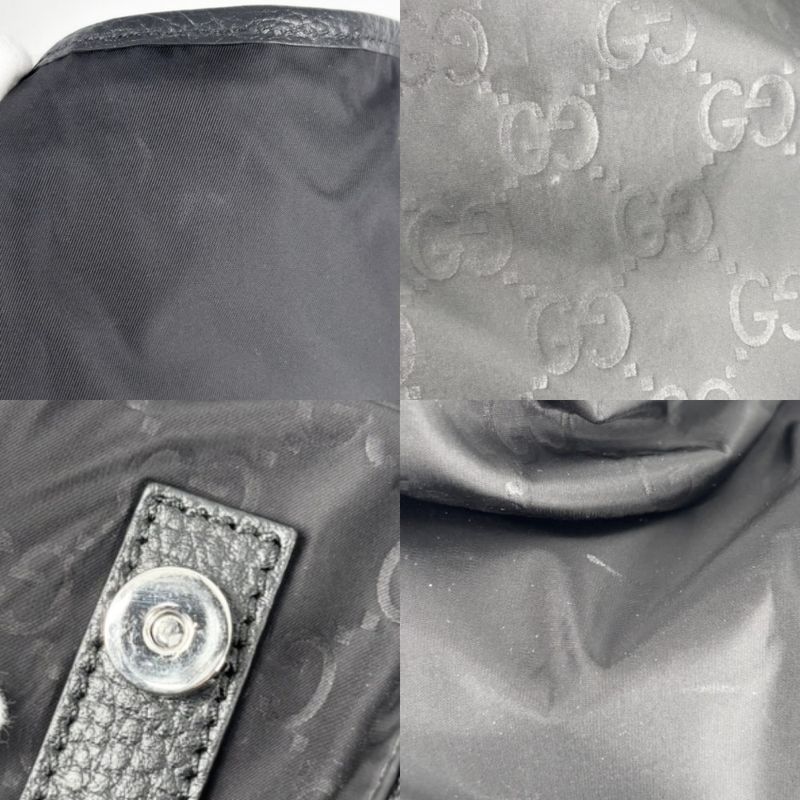 Gucci Backpack Men's GG Nylon Backpack Bag Gucci 510336 Nylon Leather Black