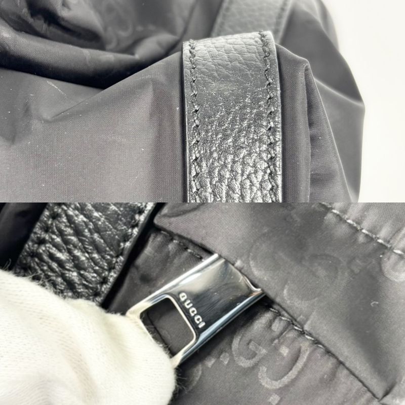 Gucci Backpack Men's GG Nylon Backpack Bag Gucci 510336 Nylon Leather Black