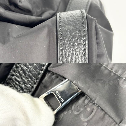 Gucci Backpack Men's GG Nylon Backpack Bag Gucci 510336 Nylon Leather Black