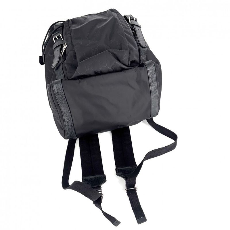 Gucci Backpack Men's GG Nylon Backpack Bag Gucci 510336 Nylon Leather Black