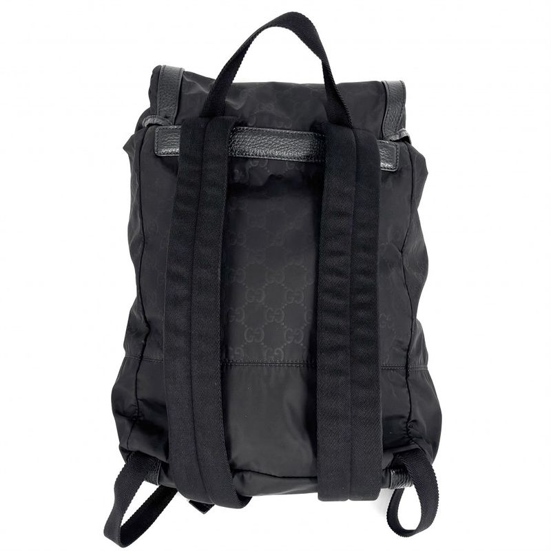 Gucci Backpack Men's GG Nylon Backpack Bag Gucci 510336 Nylon Leather Black