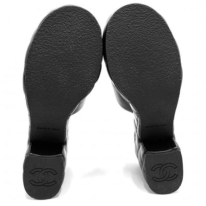 Chanel Sandals Women's Coco Mark Matelasse Thick Soled Mules 38 Size Approx