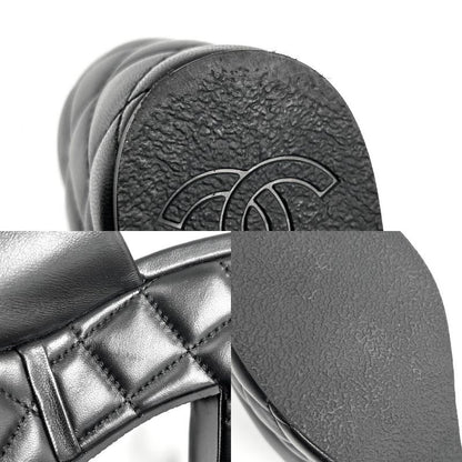 Chanel Sandals Women's Coco Mark Matelasse Thick Soled Mules 38 Size Approx