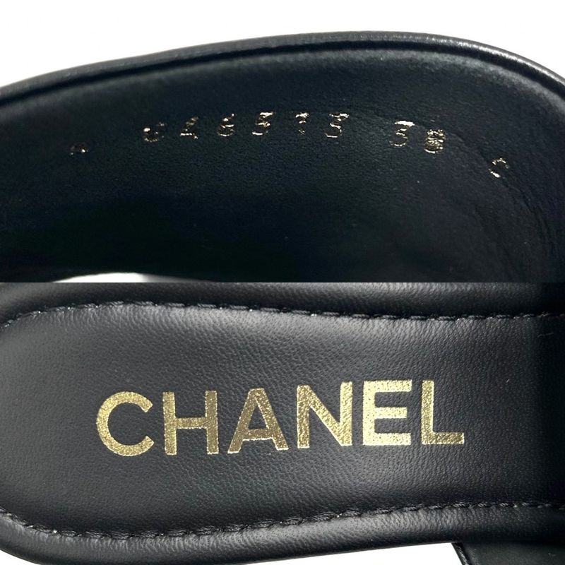 Chanel Sandals Women's Coco Mark Matelasse Thick Soled Mules 38 Size Approx