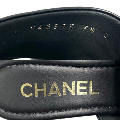 Chanel Sandals Women's Coco Mark Matelasse Thick Soled Mules 38 Size Approx