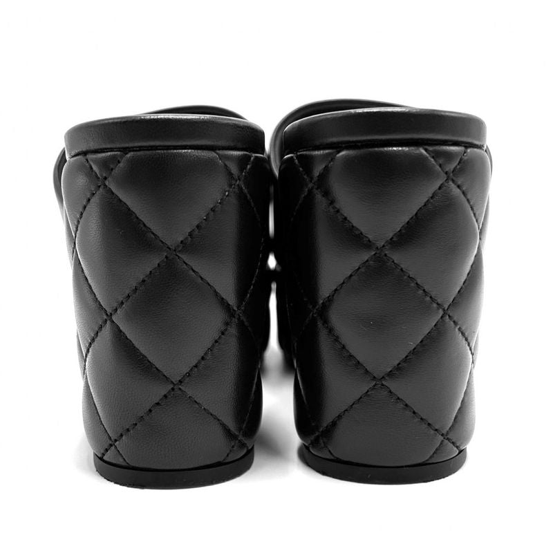 Chanel Sandals Women's Coco Mark Matelasse Thick Soled Mules 38 Size Approx