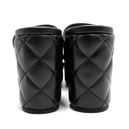 Chanel Sandals Women's Coco Mark Matelasse Thick Soled Mules 38 Size Approx