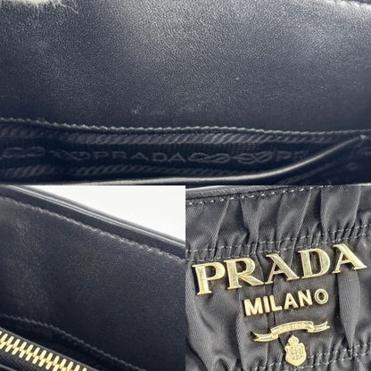 Prada 2WAY Women's Gather Nappa Gaufre Handbag Shoulder Bag Shoulder Crossbody