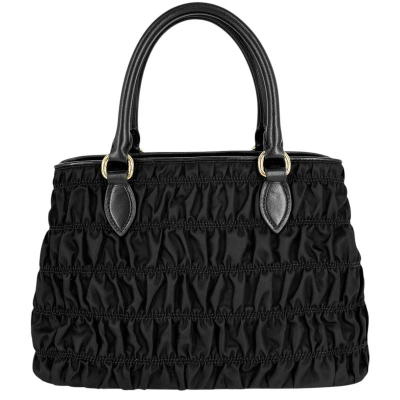 Prada 2WAY Women's Gather Nappa Gaufre Handbag Shoulder Bag Shoulder Crossbody