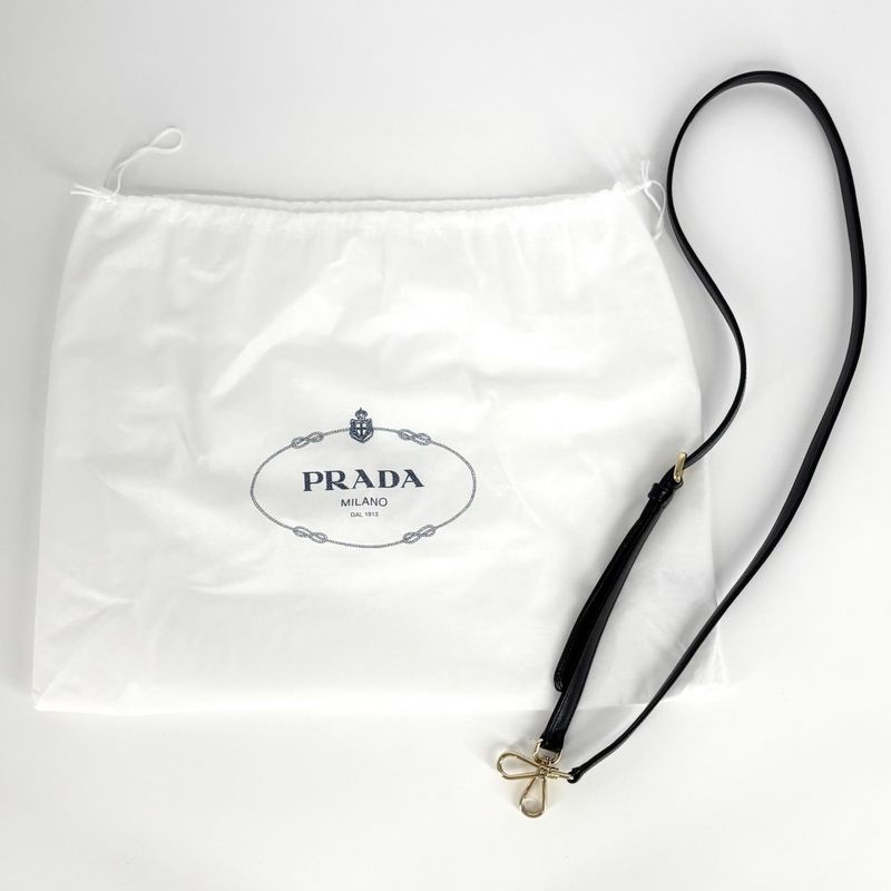 Prada 2WAY Women's Gather Nappa Gaufre Handbag Shoulder Bag Shoulder Crossbody