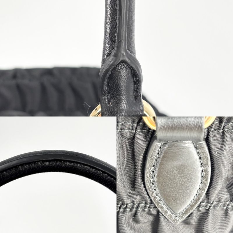 Prada 2WAY Women's Gather Nappa Gaufre Handbag Shoulder Bag Shoulder Crossbody