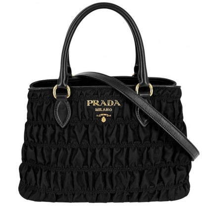 Prada 2WAY Women's Gather Nappa Gaufre Handbag Shoulder Bag Shoulder Crossbody