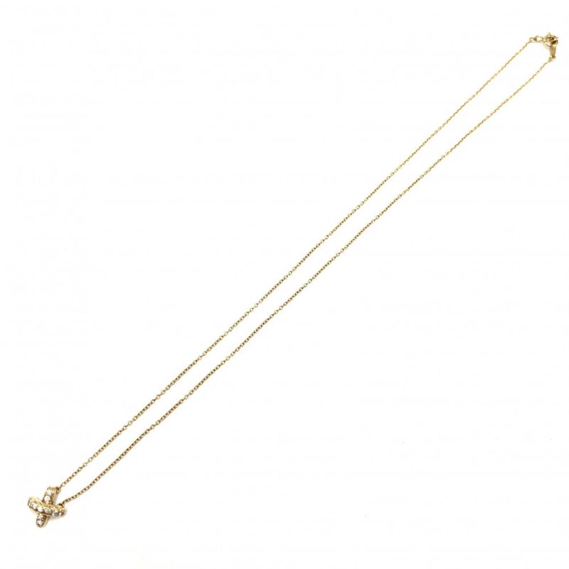 Tiffany & Co Necklace Women's Cross Stitch Jewelry Accessories 18k YG Au750