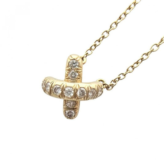 Tiffany & Co Necklace Women's Cross Stitch Jewelry Accessories 18k YG Au750