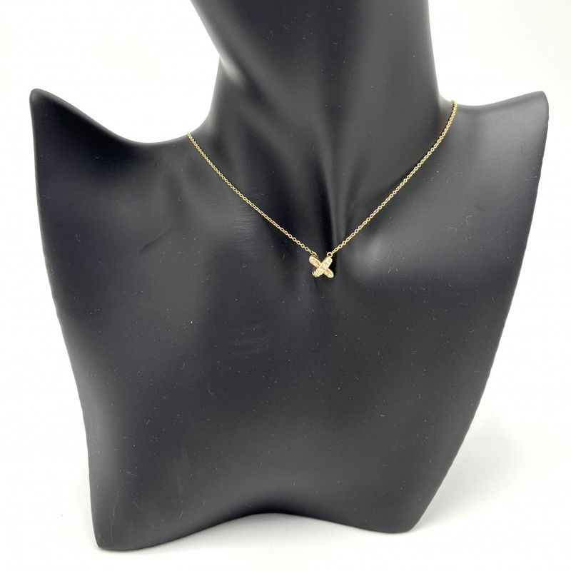 Tiffany & Co Necklace Women's Cross Stitch Jewelry Accessories 18k YG Au750