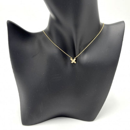 Tiffany & Co Necklace Women's Cross Stitch Jewelry Accessories 18k YG Au750