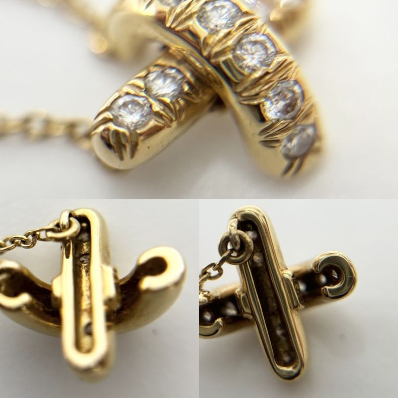 Tiffany & Co Necklace Women's Cross Stitch Jewelry Accessories 18k YG Au750