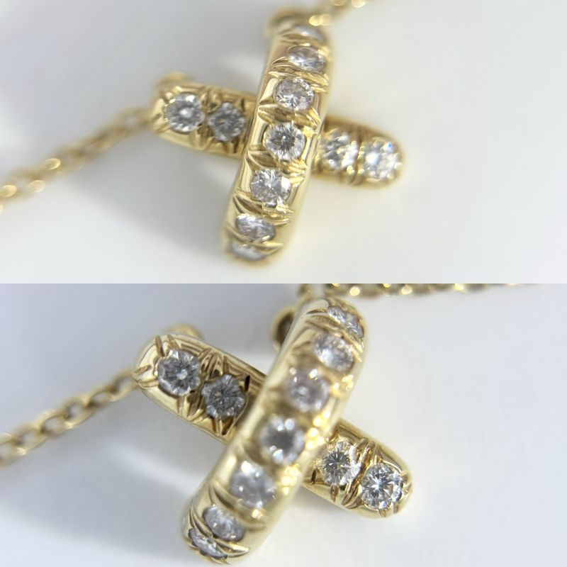 Tiffany & Co Necklace Women's Cross Stitch Jewelry Accessories 18k YG Au750