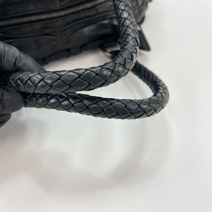 Prada Handbag Women Triangle Plate Logo Braided Handle Gather Prada Leather